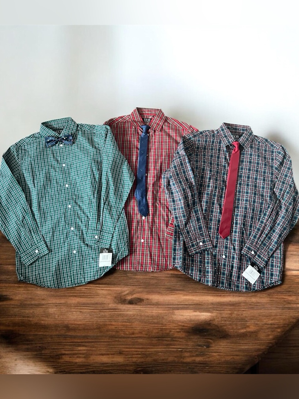 TFW Christmas Boys Long Sleeve Shirt +‎ Tie Set (Set of 3)-Size Large (14/16)